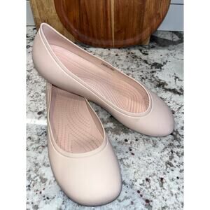 Women’s Crocs Light Pink Ballet Flats Size 8 Slip-On Comfort Shoes - Preowned!